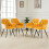 AINPECCA Oak Effect Dining Table and 4 Yellow Velvet Chairs 3