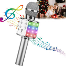 Micrófono de karaoke inalámbrico 4 en 1 con luces LED - Reproductor de karaoke portátil para el hogar