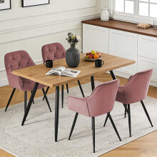 Oak Effect Dining Table and 4 Rose Velvet Chairs