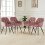 AINPECCA Oak Effect Dining Table and 4 Rose Velvet Chairs 3