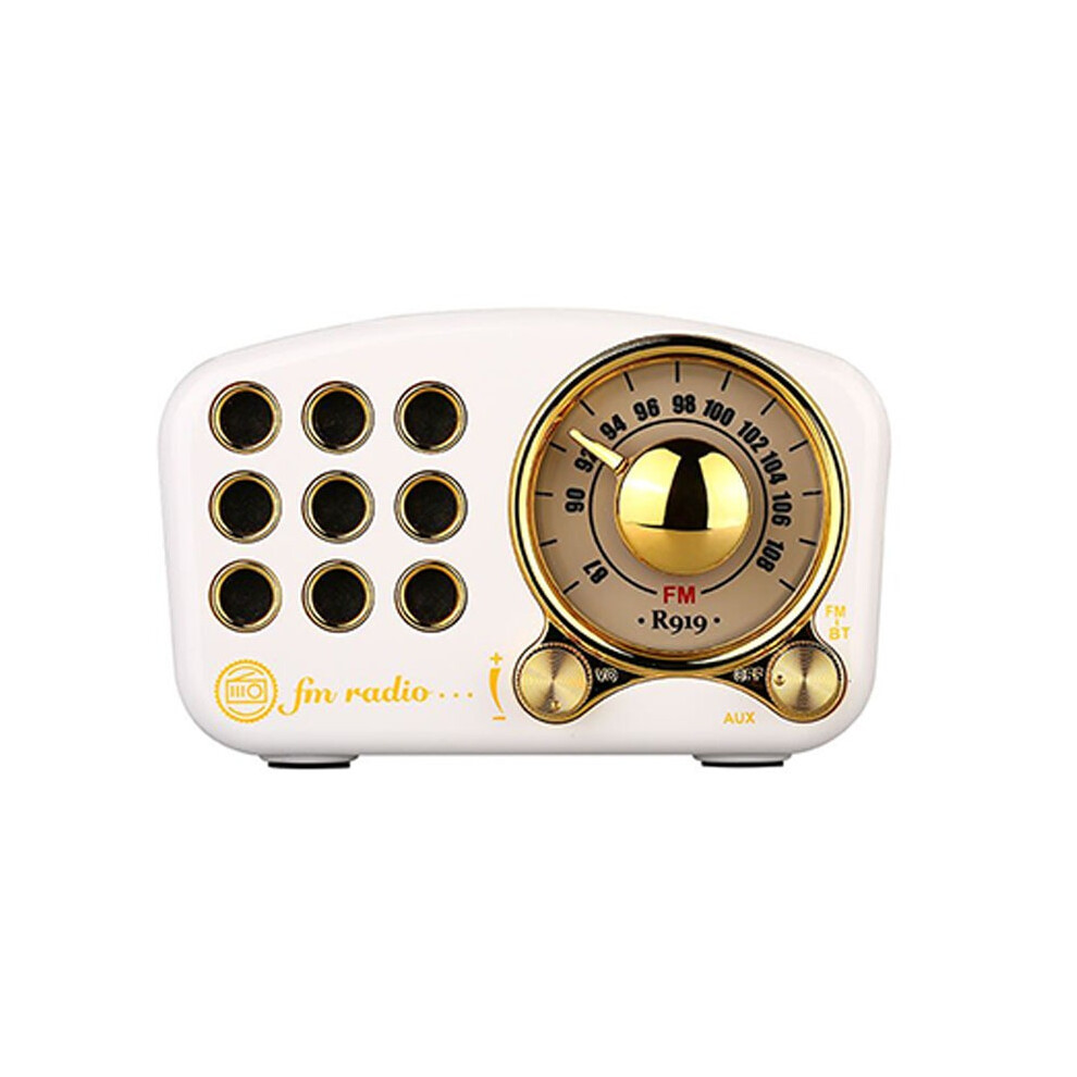 Retro Bluetooth Radio Speaker - Classic Fm, Bass Boost, Tf & Mp3 Player, White 8587434289567