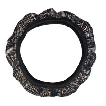 Luksuriøst og moteriktig rattdeksel, elegante krystallfargede diamanter for kvinner, universal passform 15-tommers hjulbeskytter, sklisikker