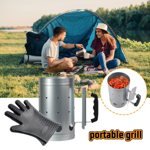 Charcoal Chimney Starter 16 x 27 cm Stainless Steel 1