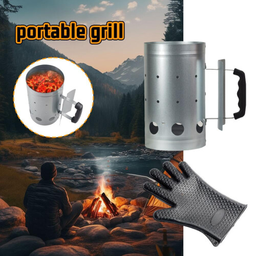 Charcoal Chimney Starter 16 x 27 cm Stainless Steel 2