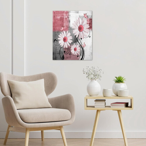 Leinwandbild „Rosa Gänseblümchen-Schmetterling“, 40 x 30 cm 2