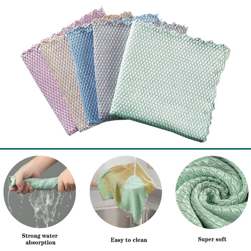 Torchons de nettoyage en microfibre, lot de 5 1