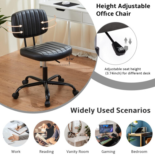 Low Back Height-Adjustable Office Chair, Black 2