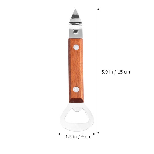 Stainless Steel Bottle and Can Opener with Wood Handle 1