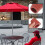 Table de patio extérieure marron avec parasol 4