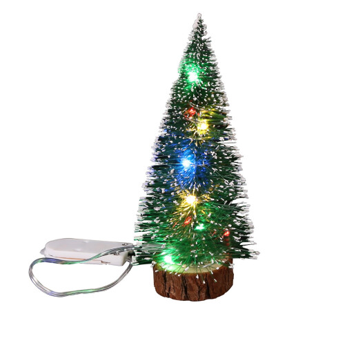 Mini flocked LED Christmas tree with lights 12 inches 1