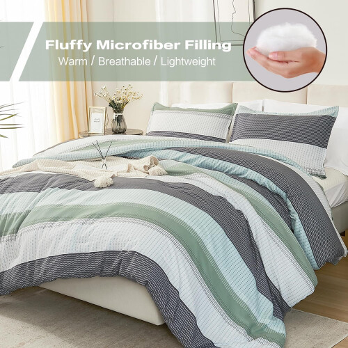 Queen Comforter Set Red Black 3-Piece Down Alternative 1