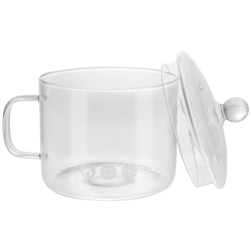 Transparent Glass Saucepan with Lid and Handle 2