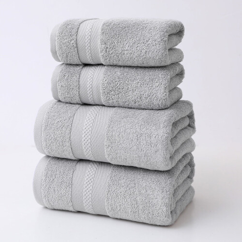 Ensemble de serviettes de bain en coton Elainilye, 4 pièces, gris 2