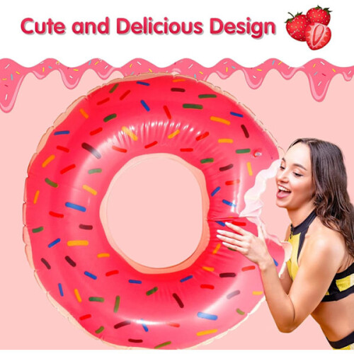 Pink Donut Pool Float – Single Inflatable Ring 1