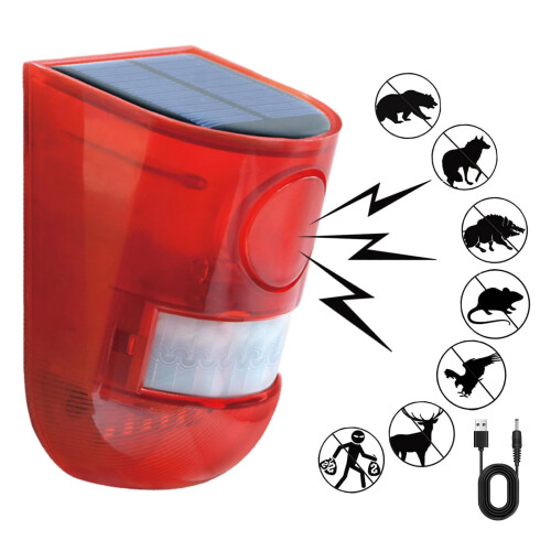 Solar Motion Sensor Alarm with110dB Siren and6-LED Strobe 1