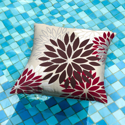 Conjunto de 2 capas de almofada com estampa floral em tons de vermelho e marrom, 45x45 cm (18x18 polegadas). 1