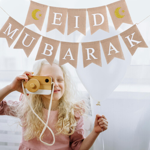 Linen Eid Mubarak Hanging Banner Set 1
