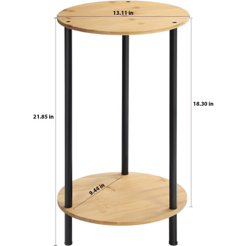 Small Round 2-Tier Side Table, White, 13"D x 13"W x 22"H 1