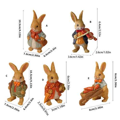 Mini Bunnies Tiny Rabbit Miniature Resin Bunnies-Violin Hare 1