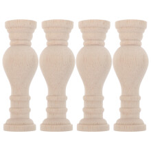 4Pcs Solid Wood Roman Baluster Finials Beige DIY Staircase Post Caps