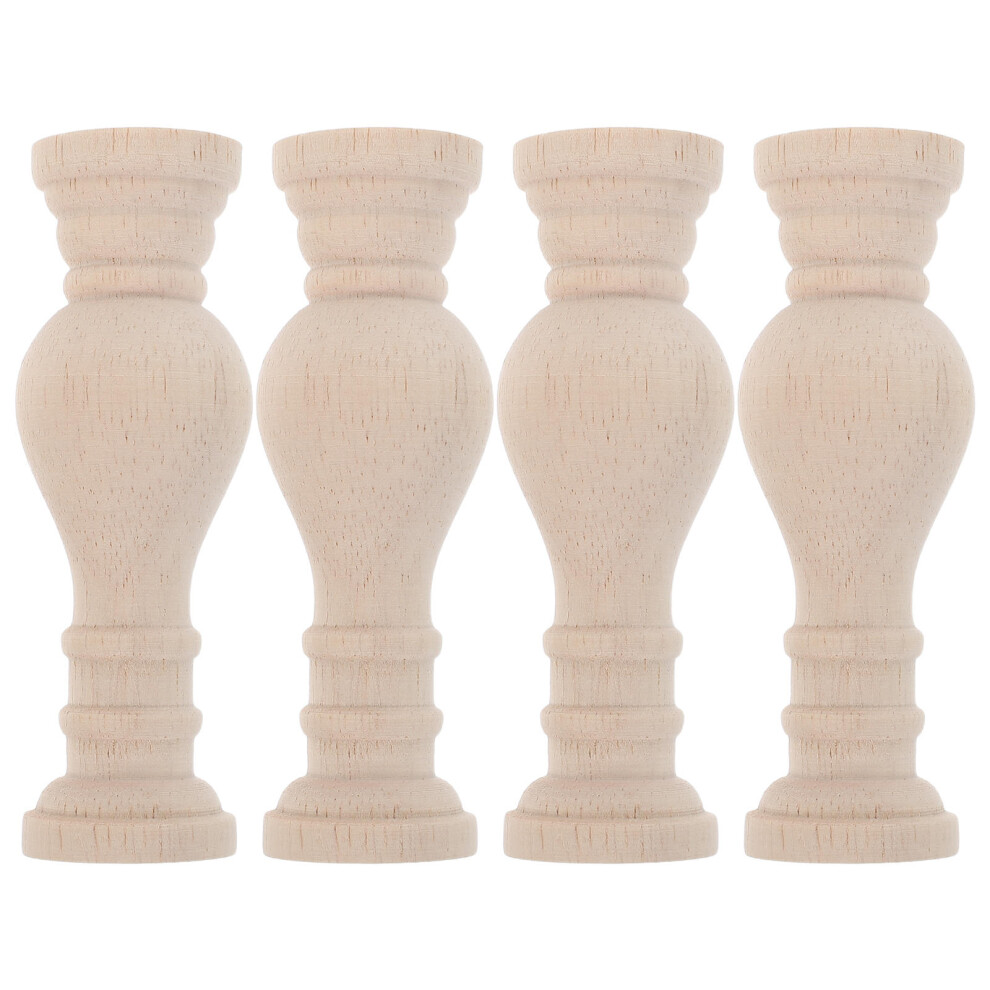4Pcs Solid Wood Roman Baluster Finials Beige Diy Staircase Post Caps 3762665030330