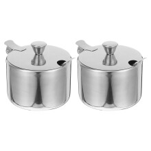 2Ensembles Pots À Sucre Sel En Inox Idéal Cuisine Argenté