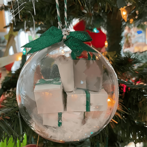 Clear Christmas Ornament Ball with Black Cat Design, 9cm 1