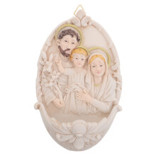 Beige Resin Holy Water Font Wall Hanger Religious Home Decor