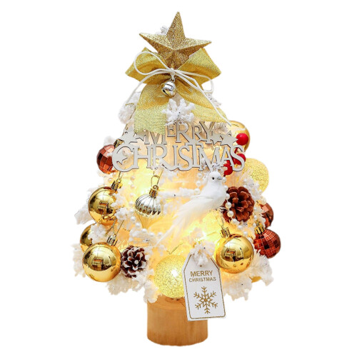 Gold Mini Christmas Tree with Lights, 45 cm 1