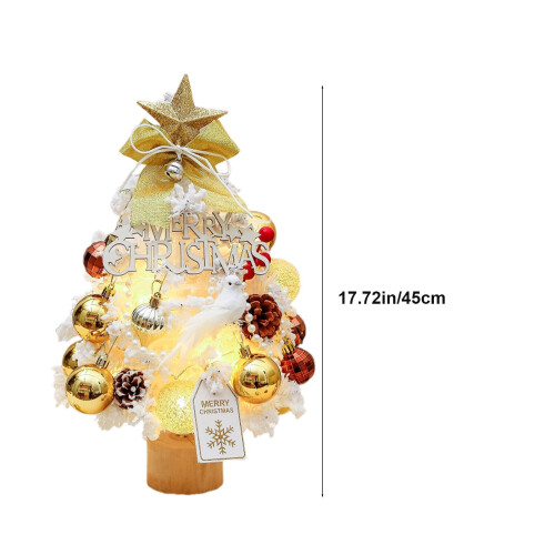 Gold Mini Christmas Tree with Lights, 45 cm 2