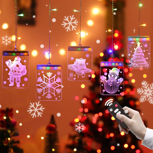 Lumini LED de Crăciun cu telecomandă, acril 3D 2