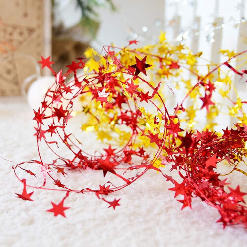 Star Garland Tinsel Wire 25 Ft Red 2 Pack 1