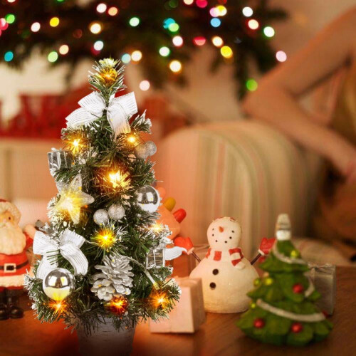 Pre-Lit Mini Artificial Christmas Tree Green Crestwood 1