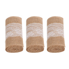 Tischläufer aus natürlicher Jute-Spitze im Vintage-Stil, elegantes Sackleinenband für Landhaus-Hochzeitsdeko, Partydekoration, Bastelarbeiten und