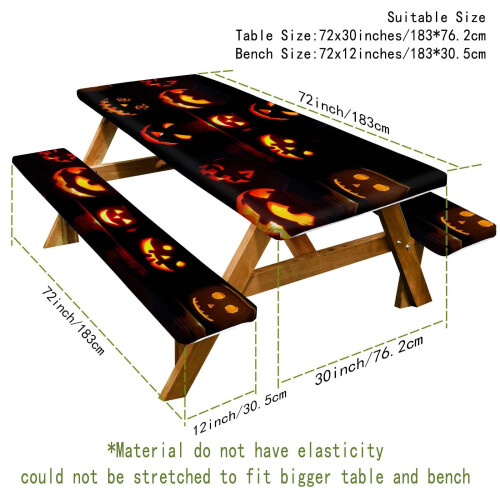 3-Piece Outdoor Table & Bench Cover Set with Elastic Edges 1