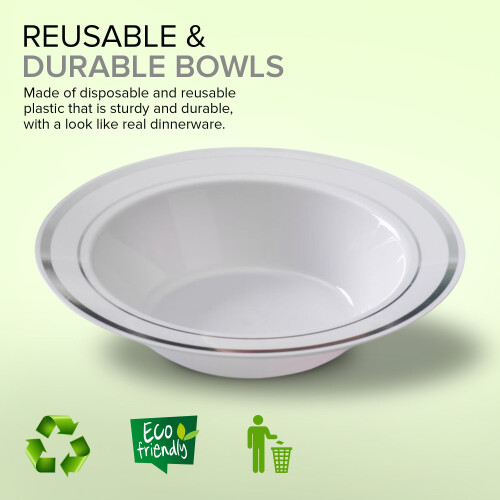 Disposable Plastic Dinner Bowls 12 oz 50 Pack 1