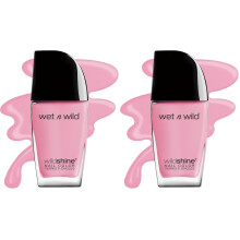wet n wild Nail Polish Wild Shine, Tickled Pink, Nail Color (Pack of 2)