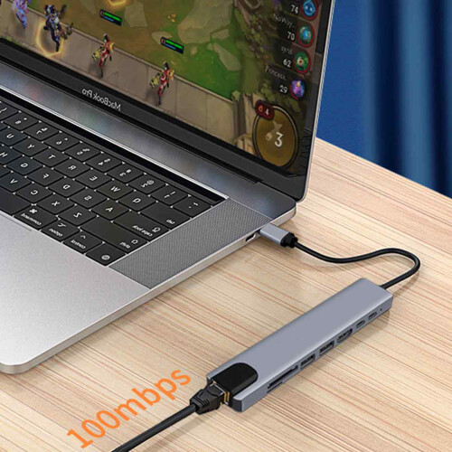 Πολυλειτουργικός διανομέας USB C, σταθμός σύνδεσης πολυμέσων 8 σε 1 για απρόσκοπτη 1