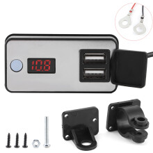 Cargador USB doble para motocicletas, voltímetro impermeable, fusible incorporado e interruptor independiente con montaje en manillar, compatible