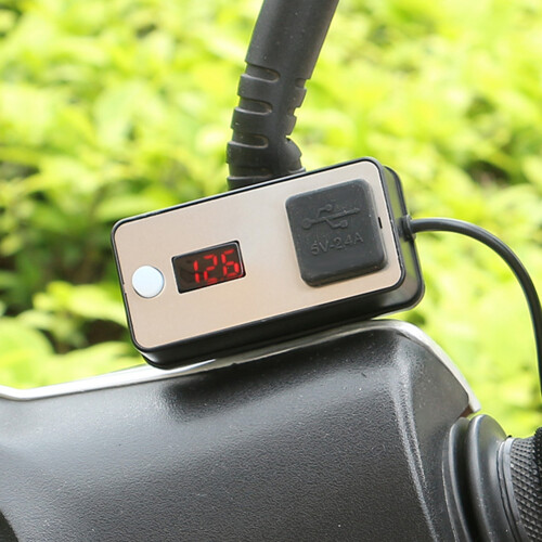 Διπλός φορτιστής USB για μοτοσικλέτες, αδιάβροχο βολτόμετρο, ενσωματωμένη 2