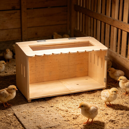 Compact Khaki Wooden Brooder Box for Chick and Quail Breeding