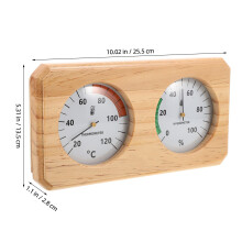 Beige Wood Sauna Temperature and Humidity Meter for Steam Room Use