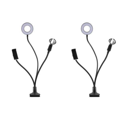 2Sets Verstelbare Zwarte Ringlamp Met Clip Live Stream En 1
