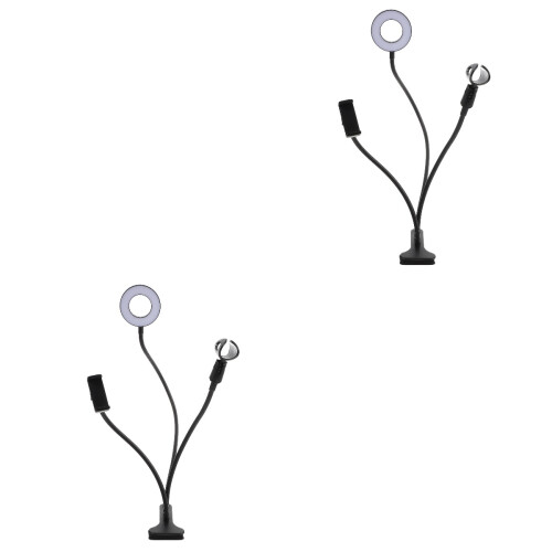2Sets Verstelbare Zwarte Ringlamp Met Clip Live Stream En 2