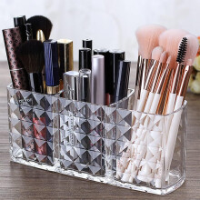 Elegante organizer per trucchi in acrilico trasparente a 3 scomparti, solido e con eccellente resistenza agli agenti atmosferici, ideale per la
