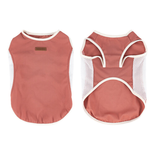 Hondenkleding Mesh Ontwerp Ademend Polyester Mouwloos-Rode S.