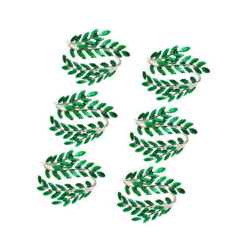 Elegante grüne Blattform-Serviettenringe aus-Silberweidenblätter