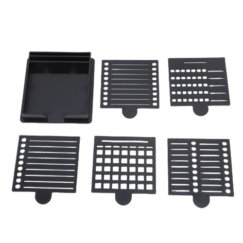 Haftnotizhalter mit 5 Vorlagen, ABS, Schwarz