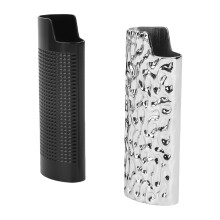 2 Stück Metall-Feuerzeuggehäuse 3DRelief, 8 cm, Schwarz-Silber