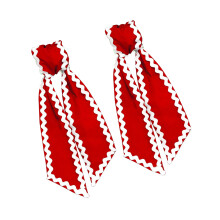 Bowknot Ribbon Scalloped Wreath Sash For Wedding Holiday-Red